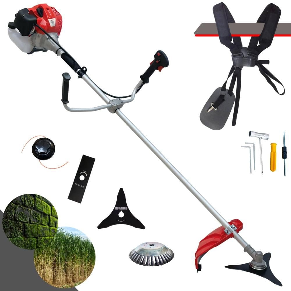 Roçadeira Anmax CG520-P À Gasolina 52cc 2,2HP Multifuncional Com Carretel de Nylon + Lâmina Facão + Lâmina 3 Pontas + Escova de Aço Rotativa 38 Cerdas
