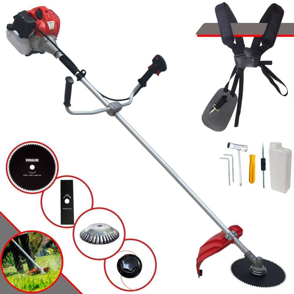 Roçadeira Profissional Completa À Gasolina Anmax CG520P-TB 2T 52cc 2,2HP 10.000rpm C/ Lâmina Facão + Lâmina 80 Dentes + Disco Escova de Aço + Carretel