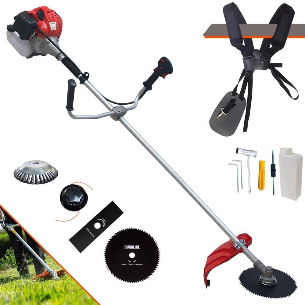 Roçadeira Anmax CG520P À Gasolina 52cc 2,2HP Multifuncional Com Carretel de Nylon + Lâmina Facão + Lâmina 80 Dentes + Escova de Aço Rotativa 38 Cerdas