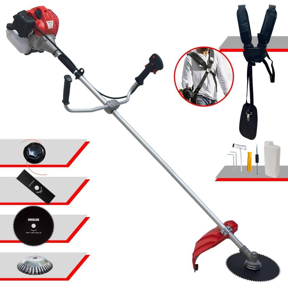 Roçadeira Multifunções Completa Anmax CG520PTB À Gasolina Motor 2 Tempos 2,2HP 52cc 10000rpm + Kit Extra de Lâmina 80 Dentes e Escova de Aço 38 Cerdas
