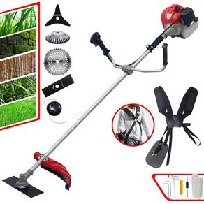Roçadeira Anmax CG520P-TB À Gasolina 2T 52cc 2,2HP Com Carretel + Lâmina Facão + Lâmina 3 Pontas + Lâmina 40 Dentes + Escova Circular de Aço 38 Cerdas