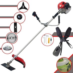 Roçadeira Anmax CG520P À Gasolina 52cc 2,2HP 5 Em 1 Com Carretel Nylon + Lâmina 2 Pontas + Lâmina 3 Pontas + Lâmina 40 Dentes + Escova Rotativa de Aço