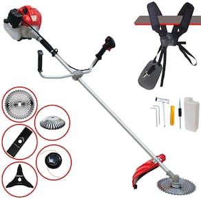 Roçadeira À Gasolina Anmax CG520P-TB 2T 52cc 2,2HP 10.000rpm Com Lâmina Facão + Lâmina 3 Pontas + Lâmina 40 Dentes + Disco Escova de Aço + Carretel