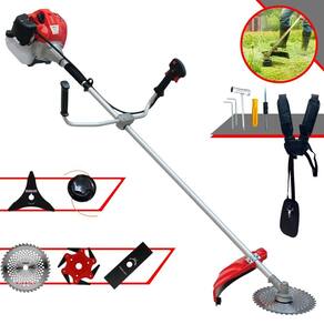 Roçadeira Profissional Anmax CG520PTB À Gasolina 2T 2,2HP 52cc 10.000rpm + Kit Extra de Lâmina 3 Pontas, Lâmina 6 Pontas e Lâmina 40 Dentes de Vídea