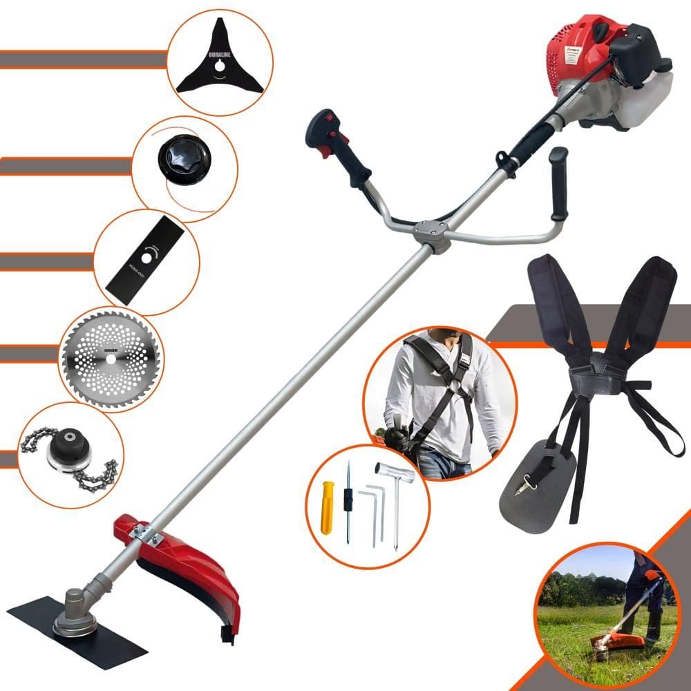 Roçadeira À Gasolina Anmax CG520P 52cc 2,2HP Alta Rotação Com 5 Opções de Corte C/ Carretel + Faca 2 Pontas + Faca 3 Pontas + Faca 40 Dentes + Trimmer