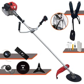 Roçadeira Aparador de Grama Anmax CG520P À Gasolina 2T 52cc 2,2HP 10.000rpm Com Carretel + Lâmina Facão + Lâmina 3 Pontas + Lâmina 80 Dentes + Trimmer