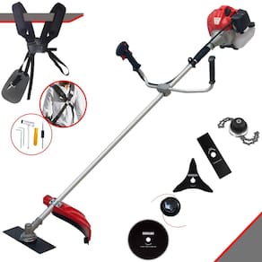 Roçadeira Cortador de Grama Profissional Anmax CG520PTB À Gasolina 2 Tempos 2,2HP 52cc 10000rpm + Kit Extra de Faca 3 Pontas, Faca 80 Dentes e Trimmer