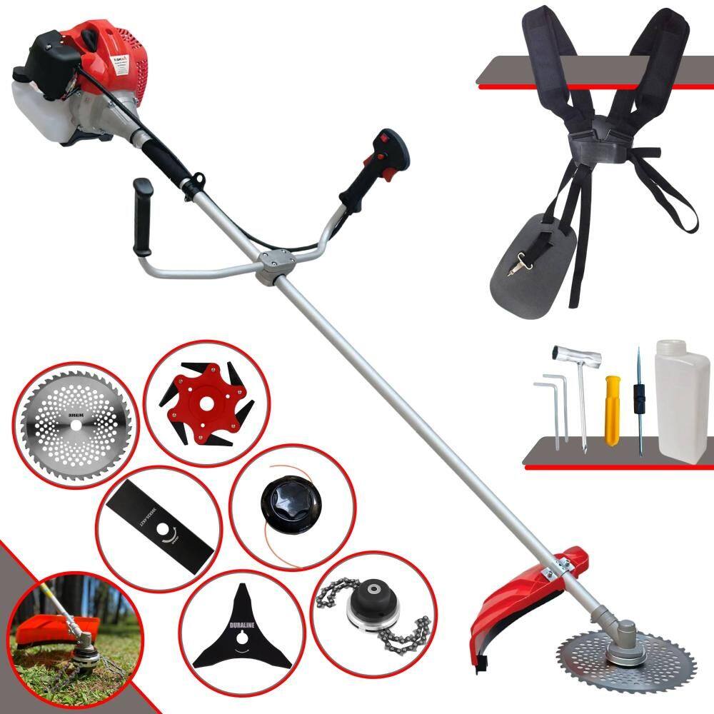 Roçadeira Anmax CG520P À Gasolina 52cc 2,2HP 10.000rpm Multifuncional Com Carretel + Lâmina Facão + Lâmina 3 Pontas + Lâmina 40 Dentes Vídea + Trimmer