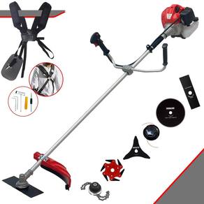 Roçadeira Robusta Anmax CG520P À Gasolina 2T 52cc 2,2HP C/ 6 Opções de Corte Com Carretel + Facas 2 Pontas + 3 Pontas + 6 Pontas + 80 Dentes + Trimmer