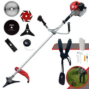 Roçadeira Anmax CG520-P À Gasolina 2T 52cc 2,2HP 6 Em 1 Com Carretel + Faca 2 Pontas + Faca 3 Pontas + Faca 6 Pontas + Faca 40 Dentes + Faca 80 Dentes