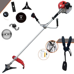 Roçadeira Multifuncional Anmax CG520-P À Gasolina 2T 2,2HP 52cc 10.000rpm + Kit Extra de Faca 3 Pontas, Faca 40 Dentes Vídea, Faca 80 Dentes e Trimmer
