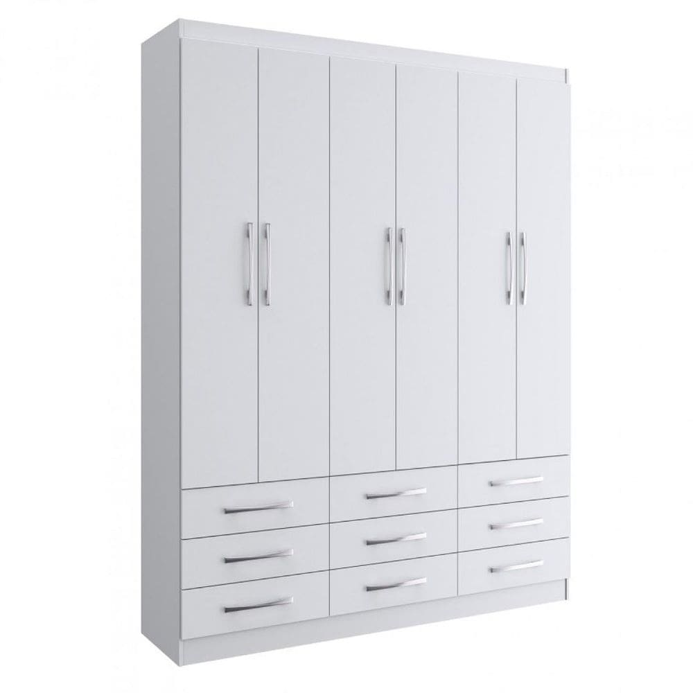 Guarda Roupa 6 Portas 9 Gavetas Branco - Evidência