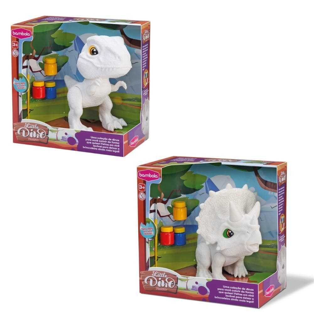 Kit 2 Bonecos Dinossauros Pintura Bambola
