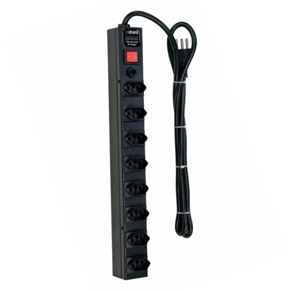 Filtro De Linha Ts Shara Pdu Protetor 8 Tomadas - 562 Preto Bivolt