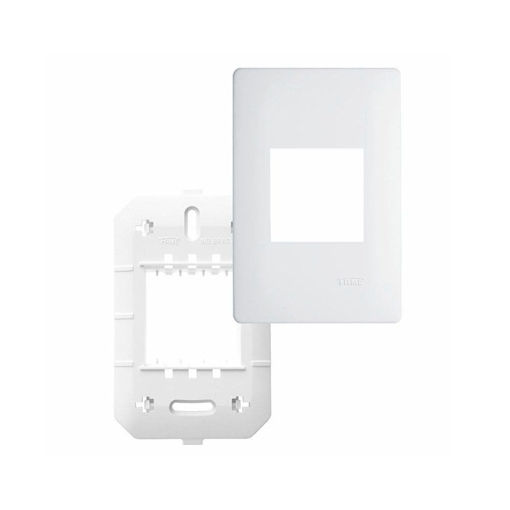 Placa com Suporte Fame Habitat 4x2 para 2 Módulos Verticais Branca