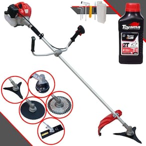 Roçadeira Multifunções Anmax CG520P-TB À Gasolina 2 Tempos 52cc 2,2HP 10.000rpm Completa 5 Em 1 Com Carretel + Kit 4 Lâminas de Corte + ÓLEO TOYAMA