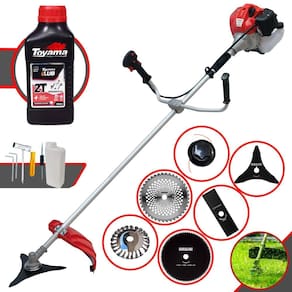 Roçadeira À Gasolina Anmax CG520P 52cc 2,2HP Com Lâmina Facão e Carretel + Faca 3 Pontas, Faca 40 Dentes, Faca 80 Dentes e Escova de Aço + ÓLEO TOYAMA