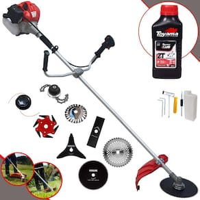 Aparador de Grama Completa À Gasolina Anmax CG520P Motor 2 Tempos 52cc 2,2HP Alta Performance Com Carretel Nylon + Kit 7 Opções de Corte + ÓLEO TOYAMA