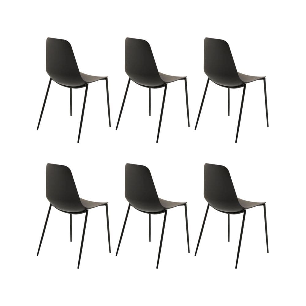 Kit 6 Cadeiras Polipropileno Miami Preto