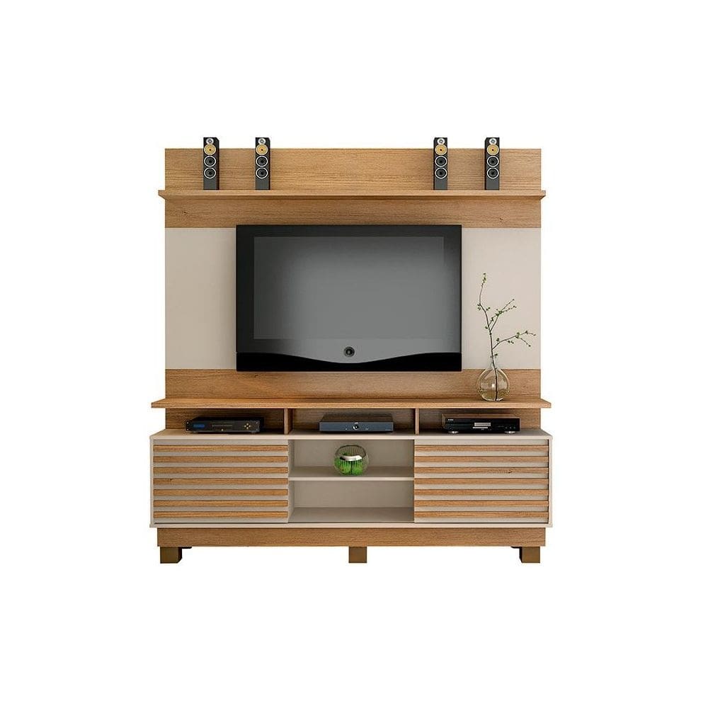 Estante Home Theater para TV até 60 Polegadas 2 Portas Texas Cinamomo/Off White - Valdemóveis
