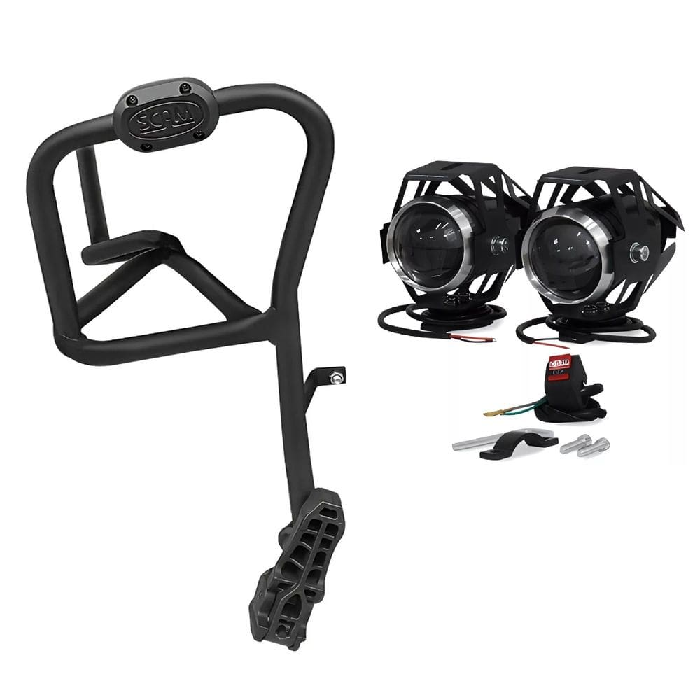 Kit Protetor Carenagem Motor Honda Cg160 2025 Scam Sptop832 + Farol De Milha 10W 12/24V Magnetron