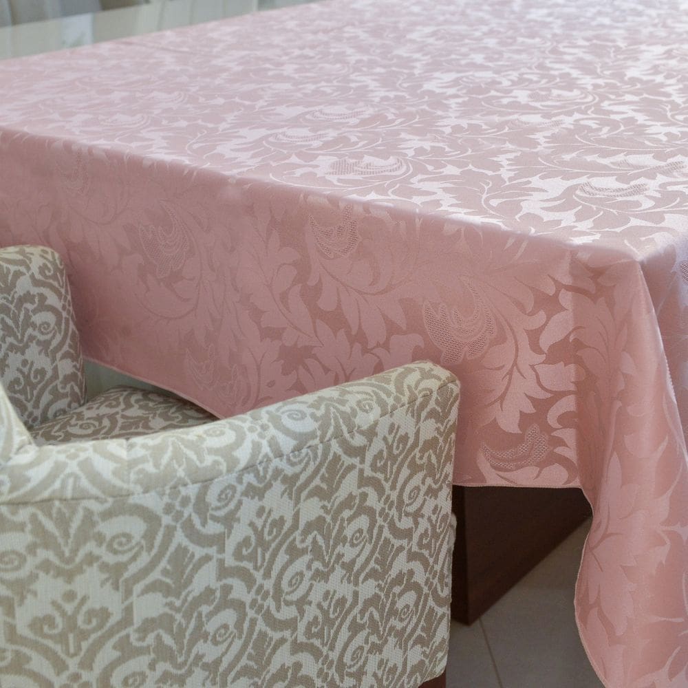 Toalha De Mesa 4 Lugares Quadrada Jacquard 1,40x1,40m Rosê