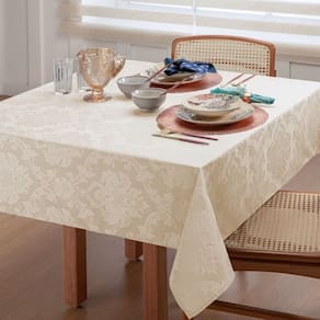 Toalha De Mesa 4 Lugares Quadrada Jacquard 1,40x1,40m Marfim