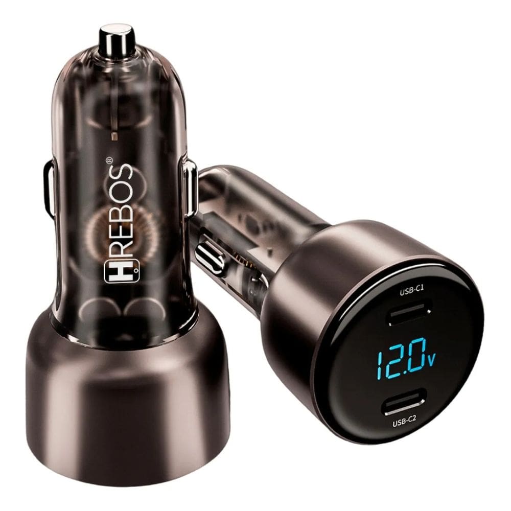 Carregador Veicular Hrebos Premium 60w Usb-c Dual Tipo C