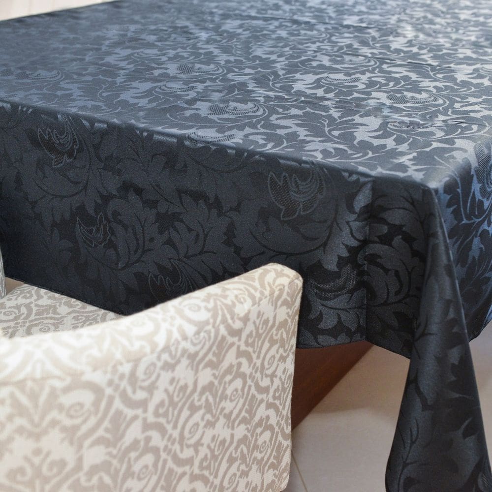 Toalha De Mesa Jacquard 6 Lugares Retangular 2.1x1.4m Preto
