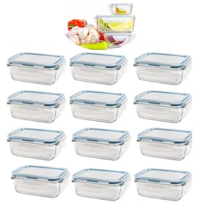 Kit 12 Potes de Vidro Hermético com Trava e Vedação 840 ML