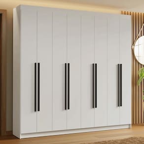 Guarda-Roupa Casal 8 Portas Batentes Branco/Branco/Preto Saturno Madesa