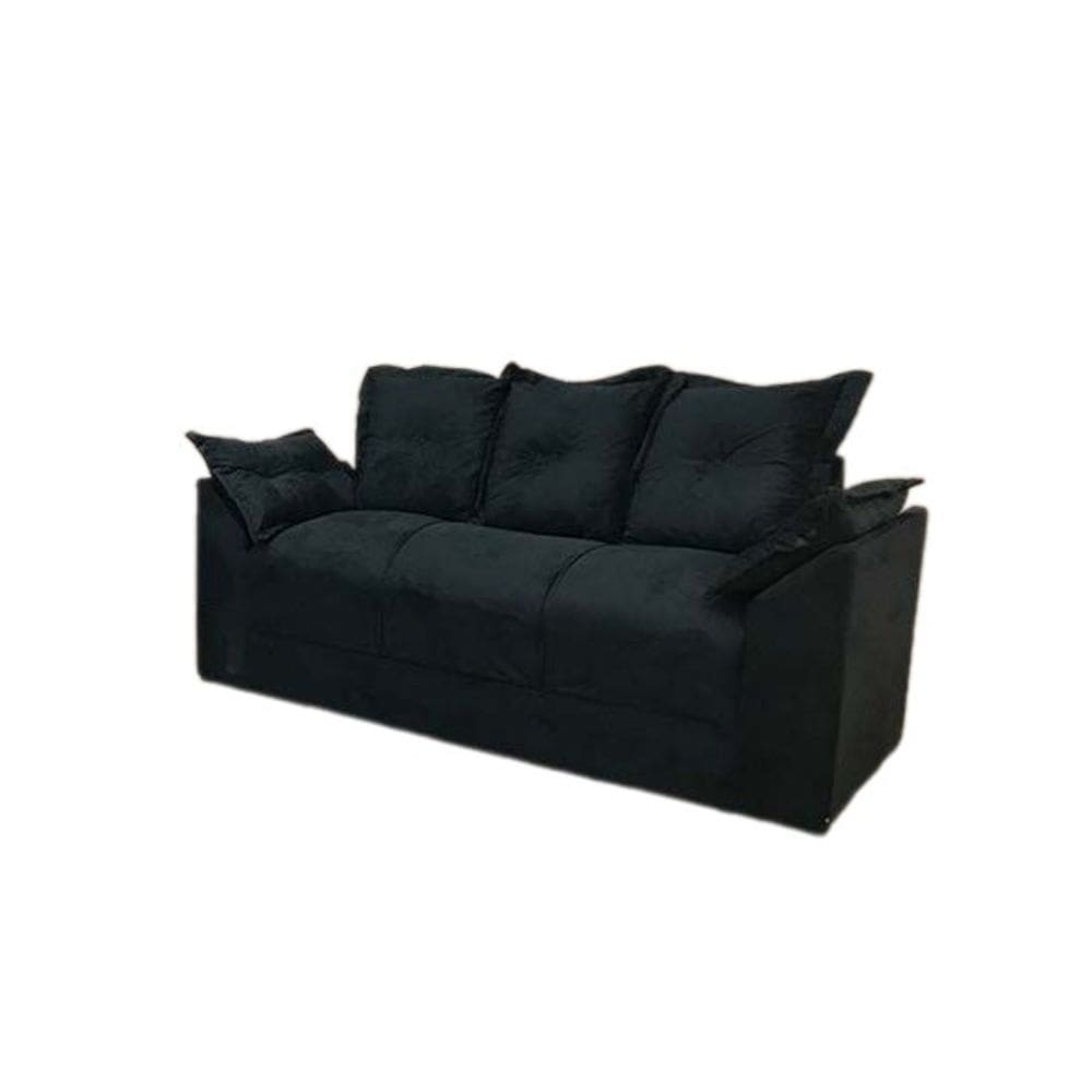 Sofá 3 Lugares Paris Suede Preto - AL Móveis