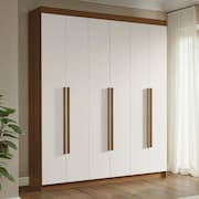 Guarda-Roupa Casal 6 Portas Batentes Rustic/Branco/Rustic Venus Madesa