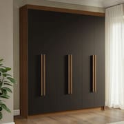 Guarda-Roupa Casal 6 Portas Batentes Rustic/Preto/Rustic Venus Madesa