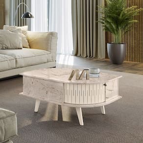 Mesa De Centro Indinápolis Calacata/Off White - Madetec