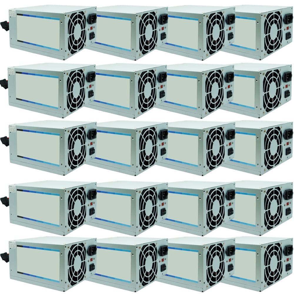 KIt 20 Fontes Pc Atx 200W Reais Real Silenciosa com Cabo de Força Nova Knup KP-517 Cinza Bivolt