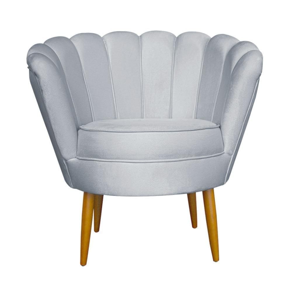 Poltrona Petala Para Sala E Recepção Leo Decor Cinza