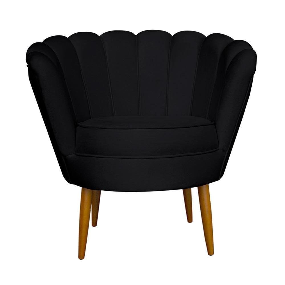 Poltrona Petala Para Sala E Recepção Leo Decor Preto