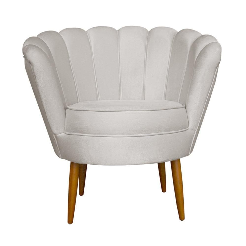 Poltrona Petala Para Sala E Recepção Leo Decor Bege