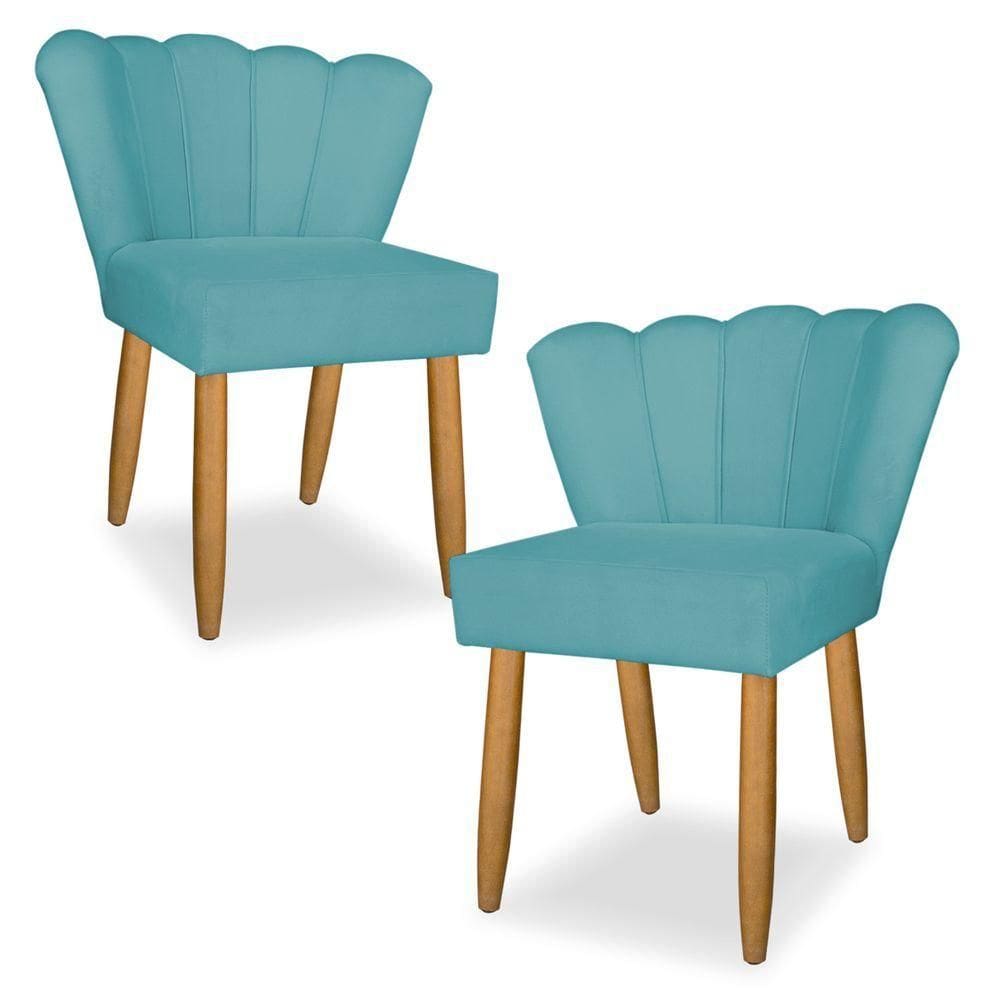 Kit 02 Cadeira Petala Para Sala E Jantar Leo Decor Azul Turquesa