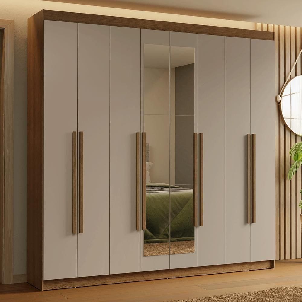 Guarda-roupa Casal Com Espelho Saturno Madesa Rustic/crema