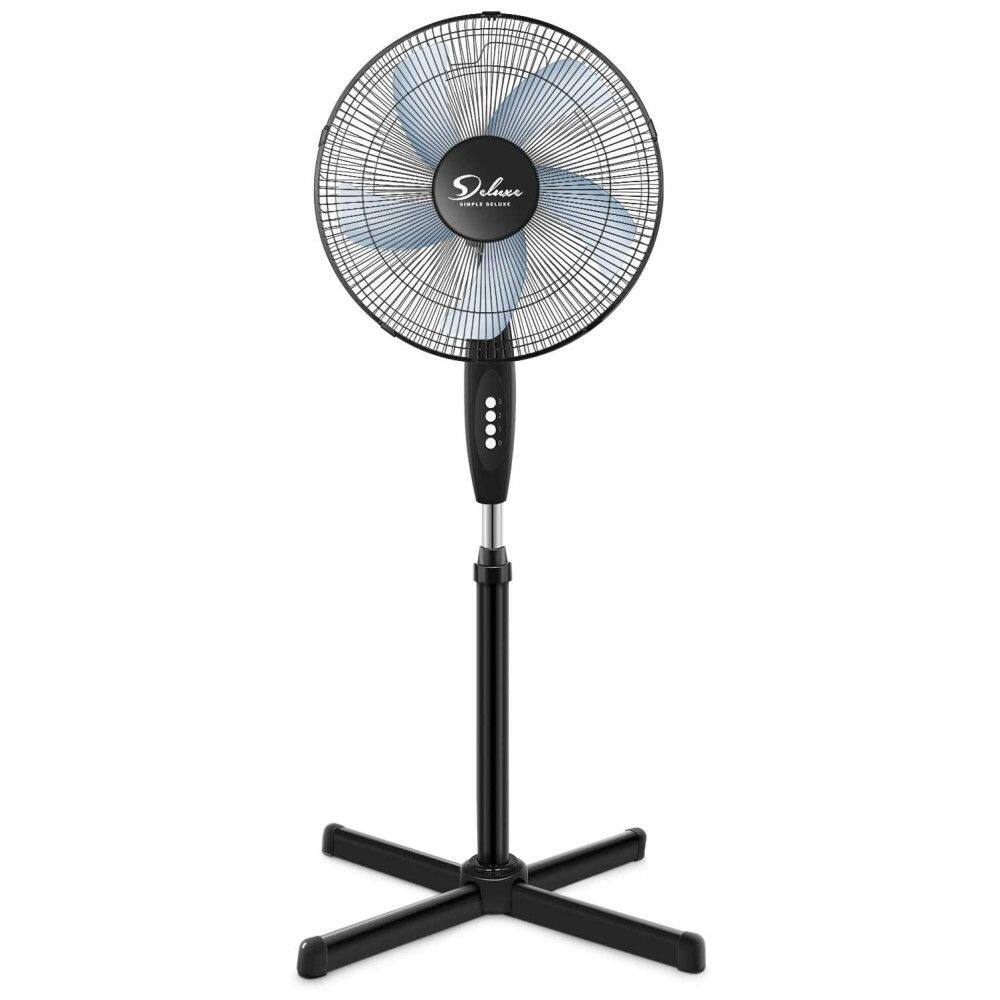 Ventilador de Coluna 3 Velocidades Ajustáveis, 110v, HEALSMART Oscillating 16 3 Adjustable Speed, Preto