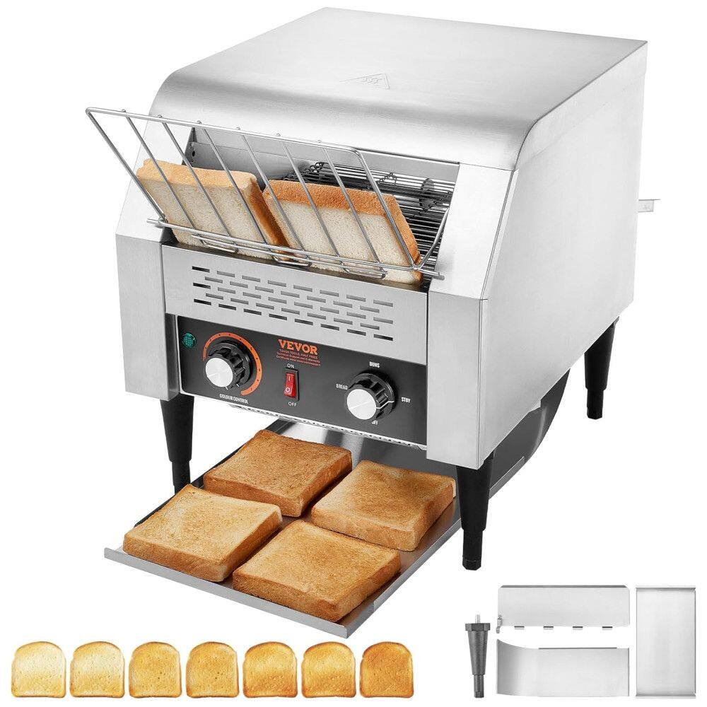 Torradeira Comercial VEVOR, Esteira Transportadora, 300 Fatias por Hora, Aço Inoxidável Resistente, Torradeira Elétrica para Pão, Pão de