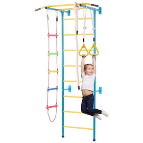 VEVOR Indoor Jungle Gym para Crianças, Conjunto de Escalada 5 em 1 com Escada Sueca de Aço Carbono, Escada de Parede, Barra de PullUp,