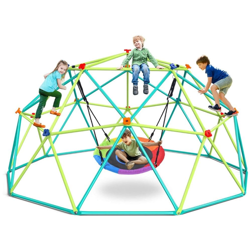 Hapfan - Conjunto de Balanço com Domo de Escalada de 3 metros e Balanço em Forma de Disco, Playground para Crianças ao Ar Livre,