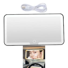 Espelho De Carro Retrovisor Quebra Sol Maquiagem Led 3 Cores