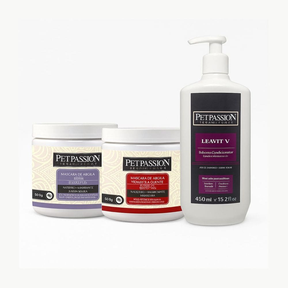 Kit Hidratação para Cães e Gatos – Máscara Roxa, Terracota e Leavit V