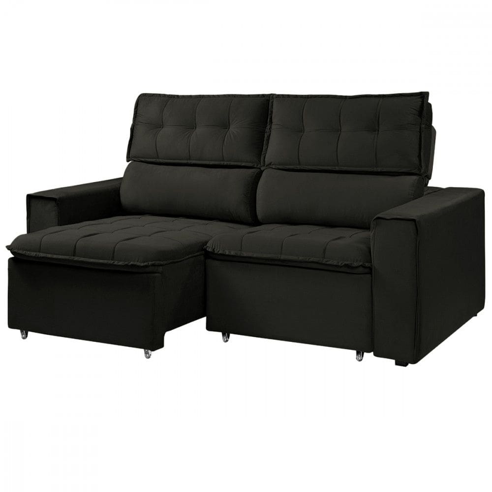 Sofá Para Sala Reclinável Estofado Cancún 200cm Suede Super Brown