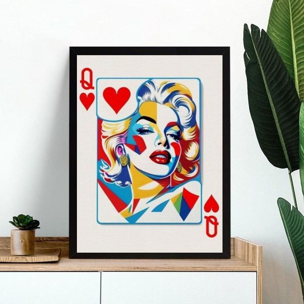 Quadro Decorativo Marilyn Monroe Carta Baralho 33X24Cm