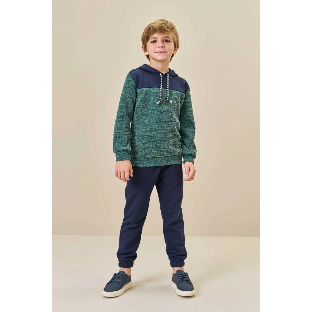 Conjunto Infantil LucBoo Blusão em Ribana e Moletom e Calça Jogger 80007 Inverno